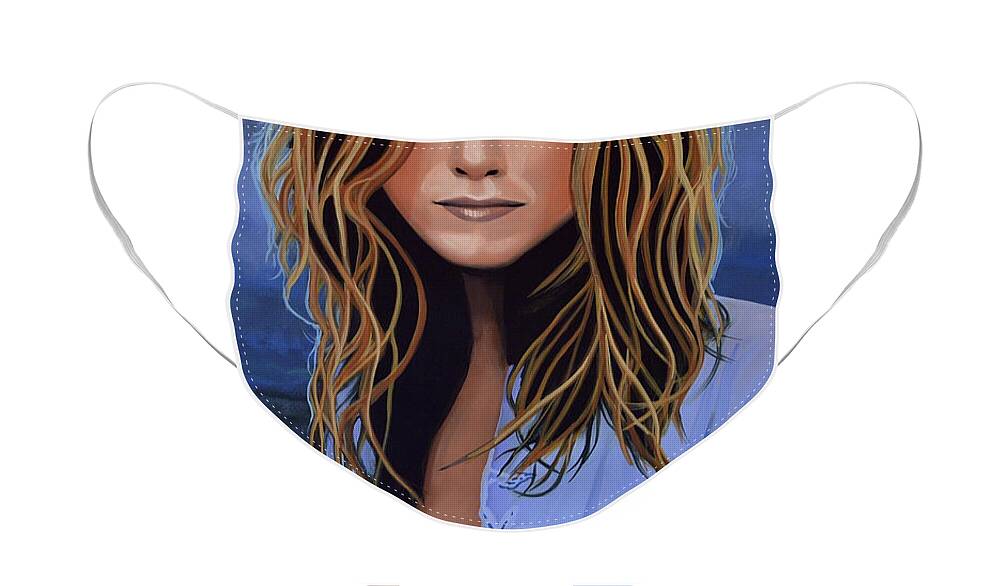 Jennifer Aniston Face Mask featuring the painting Jennifer Aniston Painting by Paul Meijering