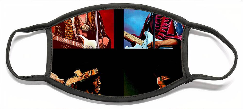 Jimi Hendrix Face Mask featuring the painting Jimi Hendrix Collection by Paul Meijering