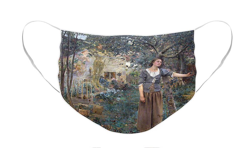 Jules Bastien-lepage Face Mask featuring the painting Joan of Arc by Jules Bastien-Lepage