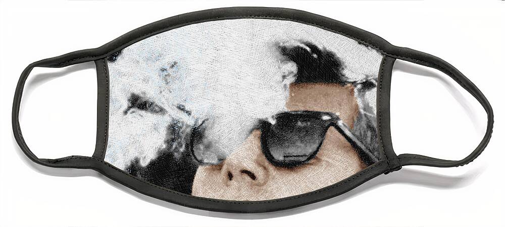 #faatoppicks Face Mask featuring the painting John F Kennedy Cigar and Sunglasses by Tony Rubino