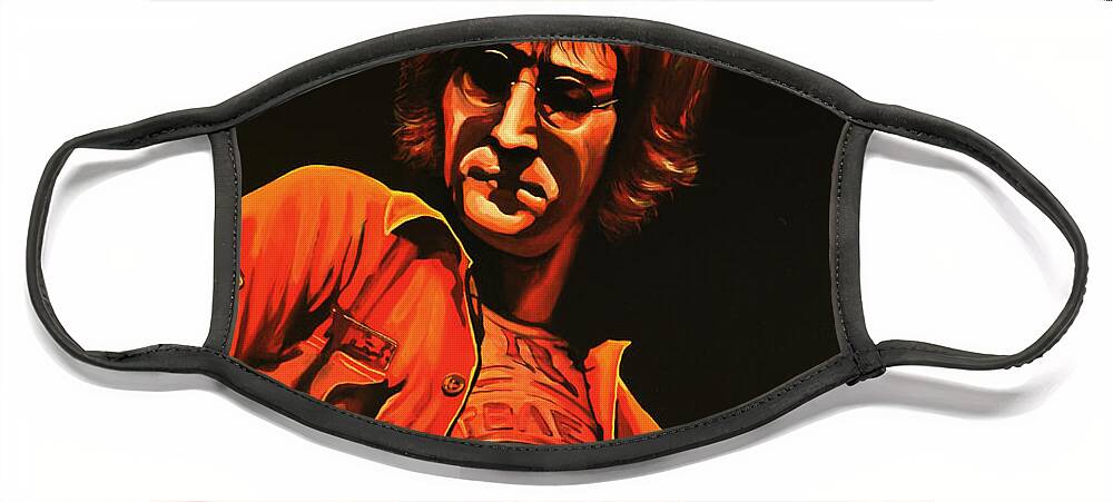 John Lennon Face Mask featuring the painting John Lennon Painting by Paul Meijering