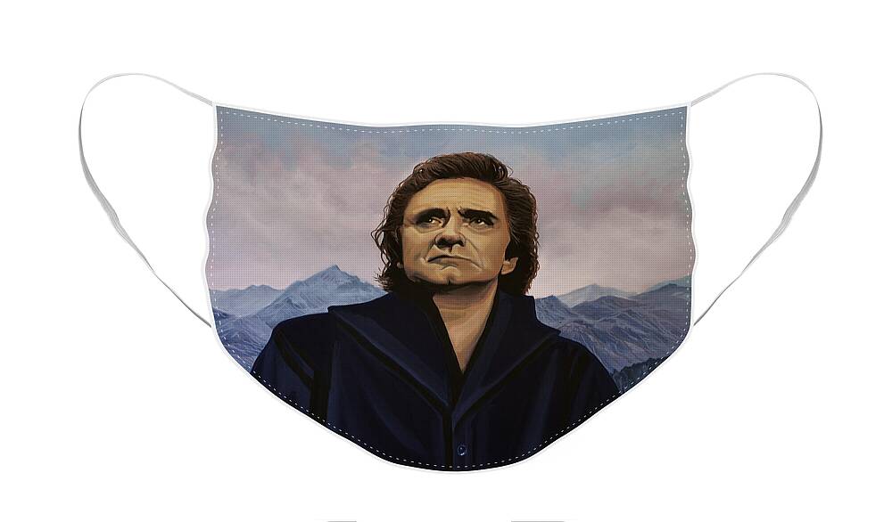 Johnny Cash Face Mask featuring the painting Johnny Cash Painting by Paul Meijering