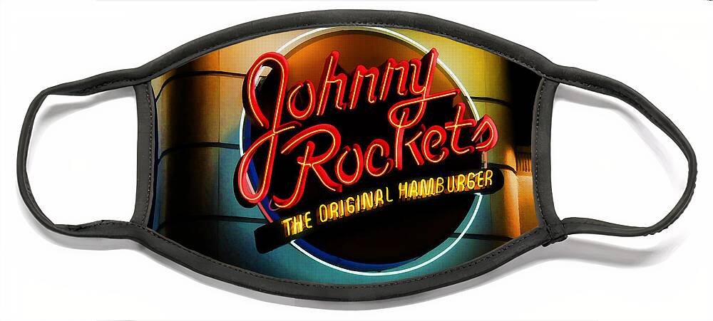 Johnny Rockets Face Mask featuring the photograph Johnny Rockets Sign by Chuck Staley