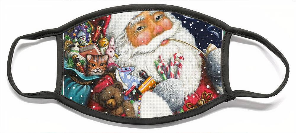 Santa Claus Face Mask featuring the painting Jolly Santa by Lynn Bywaters