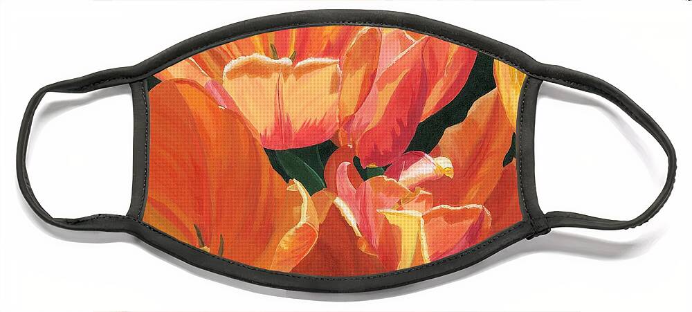 Tulips Face Mask featuring the painting Julie's Tulips by Lynne Reichhart