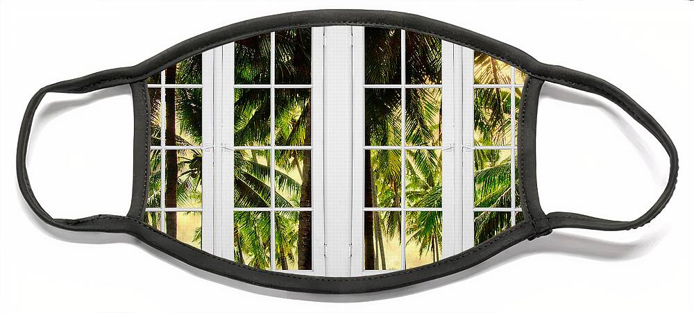 Jungle Face Mask featuring the photograph Jungle Paradise Plantation Double 16 Pane Window View by James BO Insogna