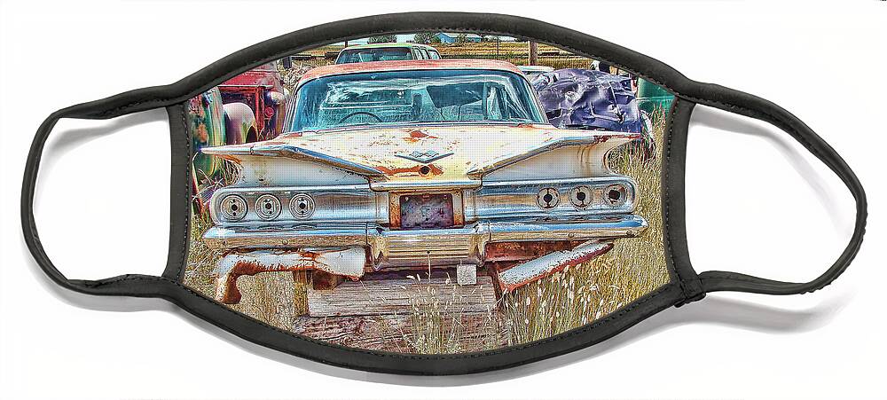 1960's Chevrolet Impala Face Mask featuring the photograph Junkyard Series 1960's Chevrolet Impala by Cathy Anderson