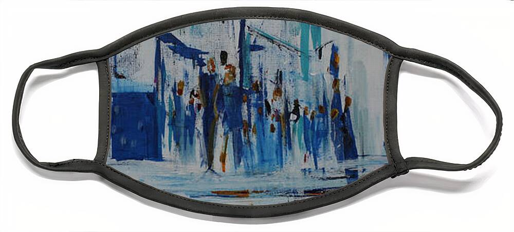 Prints Face Mask featuring the painting Just Another Day In New York City by Jack Diamond