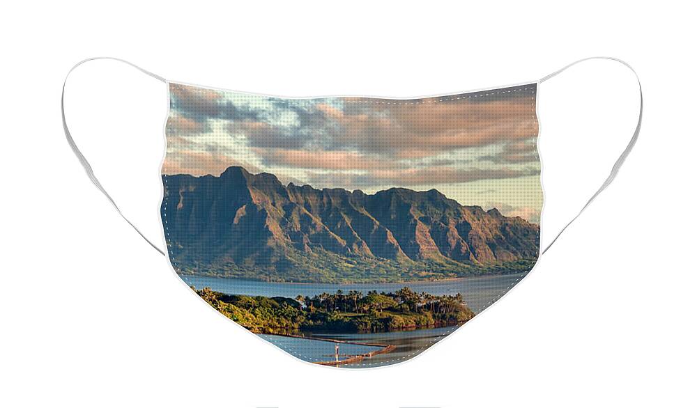 Hawaii Face Mask featuring the photograph Kaneohe Bay Panorama Mural 2 of 5 by Dan McManus