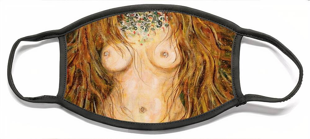 Sexy Nude Face Mask featuring the painting Kassandra by Natalie Holland