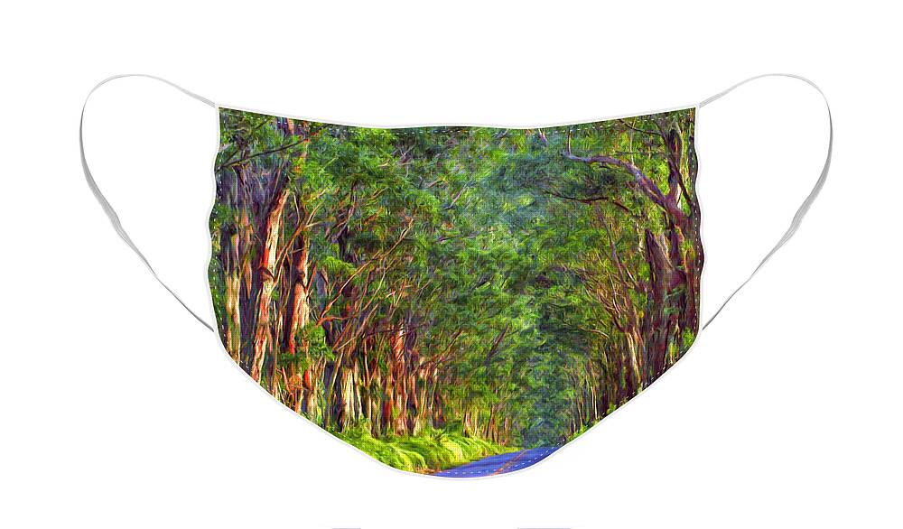 Kauai Face Mask featuring the painting Kauai Tree Tunnel by Dominic Piperata