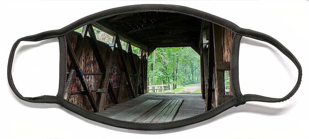 Covered Face Mask featuring the photograph Kidd's Mill Covered Bridge by Weir Here And There