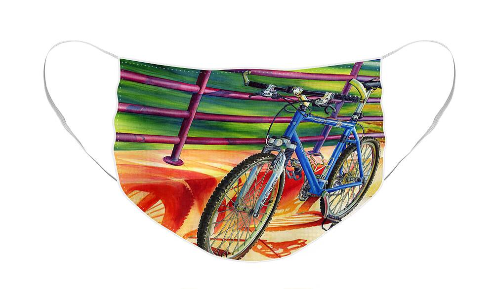 Bicycle Face Mask featuring the painting Klein Pulse Comp by Hailey E Herrera