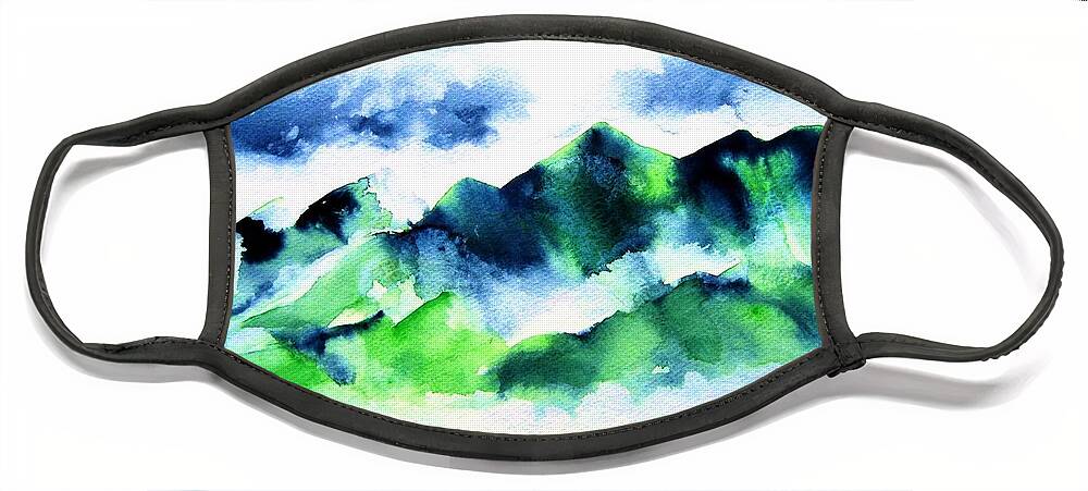 Mountains Face Mask featuring the painting Komohana by Frances Ku