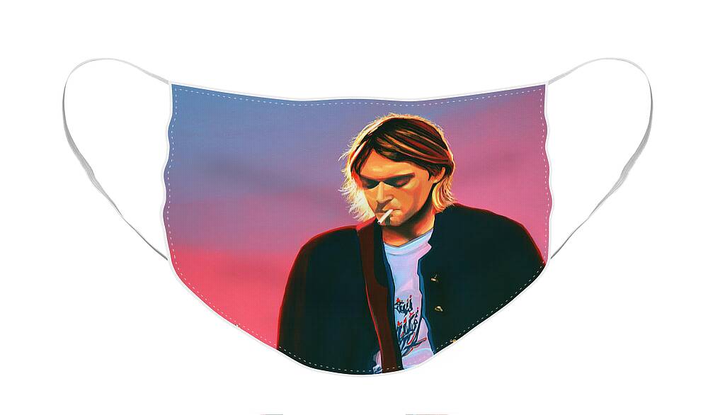 Kurt Cobain Face Mask featuring the painting Kurt Cobain in Nirvana Painting by Paul Meijering