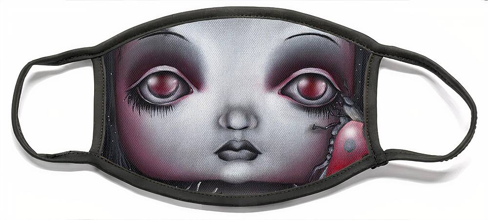 Lady Bug Face Mask featuring the painting Lady Bug Girl by Abril Andrade