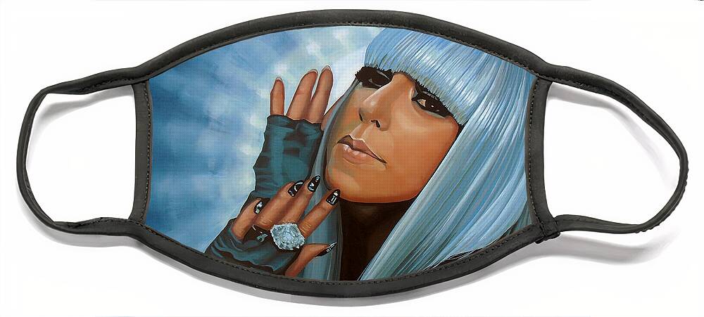 Lady Gaga Face Mask featuring the painting Lady Gaga Painting by Paul Meijering