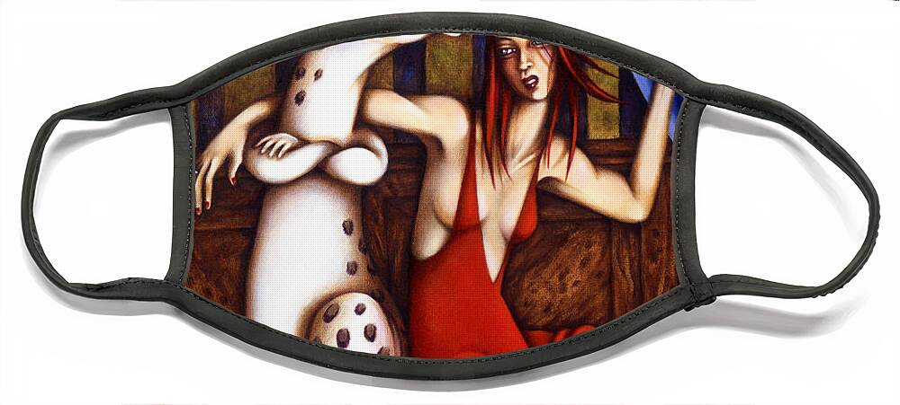 Fantasy Face Mask featuring the painting Lady in Red by Valerie White