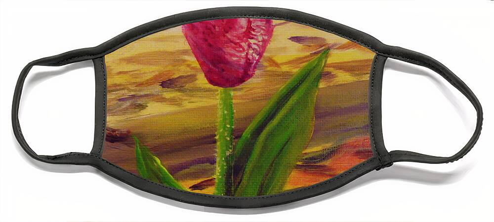 Lady-slipper Face Mask featuring the painting Lady's Slipper by Wayne Enslow