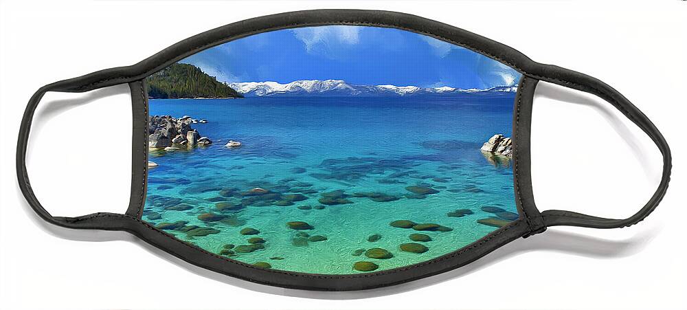 Lake Tahoe Face Mask featuring the painting Lake Tahoe Cove by Dominic Piperata