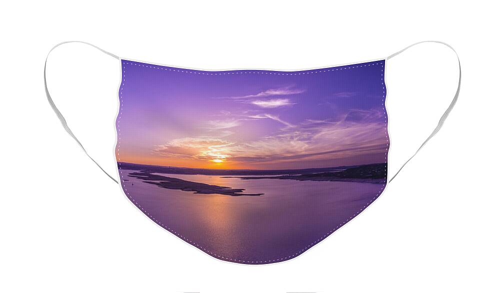 Lake Travis Sunset Face Mask featuring the photograph Lake Travis Sunset by David Morefield