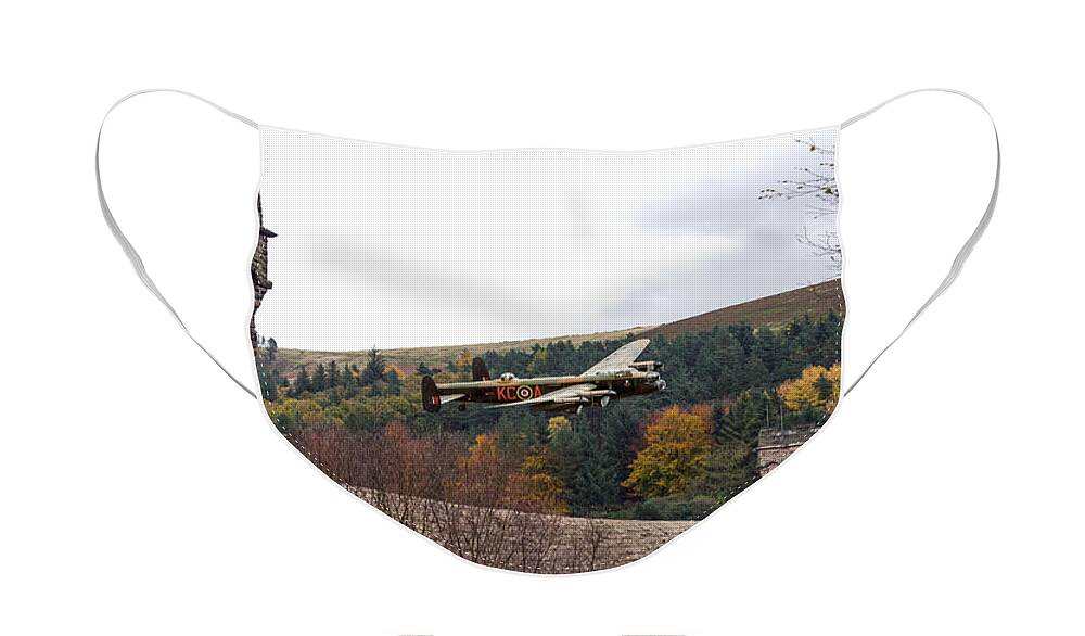 Two Lancasters Face Mask featuring the digital art Lancaster KC-A at the Derwent Dam by Gary Eason