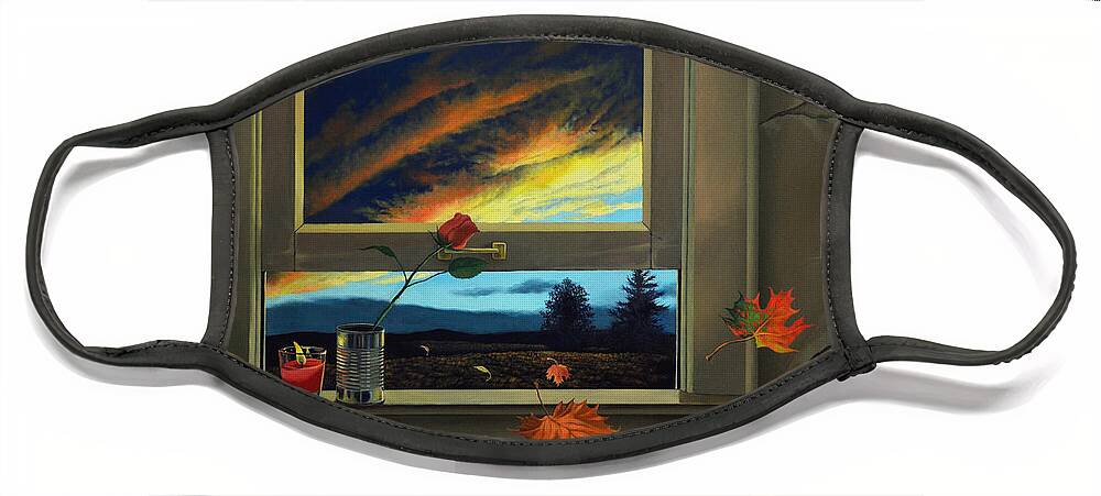 Rose Face Mask featuring the painting Late Autumn Breeze by Christopher Shellhammer by Christopher Shellhammer