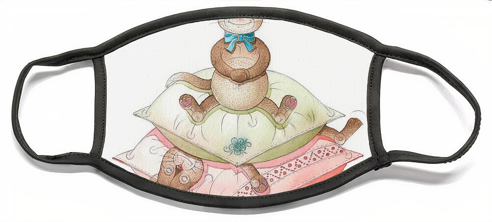 Cats Pillow Dream Rose Rest Relax Face Mask featuring the painting Lazy Cats02 by Kestutis Kasparavicius