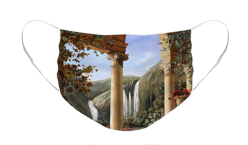 Water Fall Face Mask featuring the painting Le Cascate by Guido Borelli