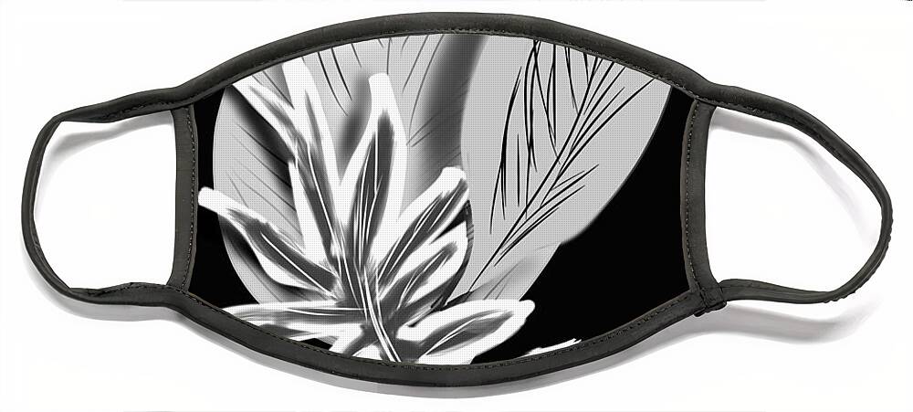 Black & White Face Mask featuring the digital art Leaf ray by Christine Fournier