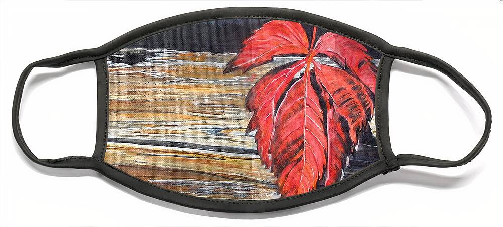 Leaf Face Mask featuring the painting Leaf shadow by Marilyn McNish