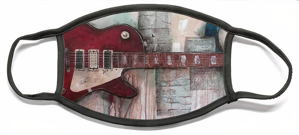 The Who Face Mask featuring the painting Les Paul number 5 by Sean Parnell