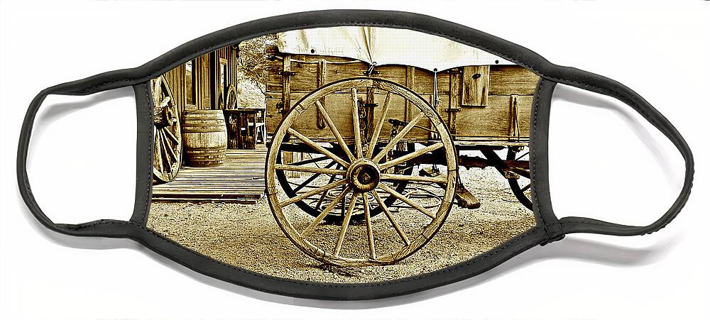 Wagon Face Mask featuring the photograph Let the old Times roll by Barbara Zahno