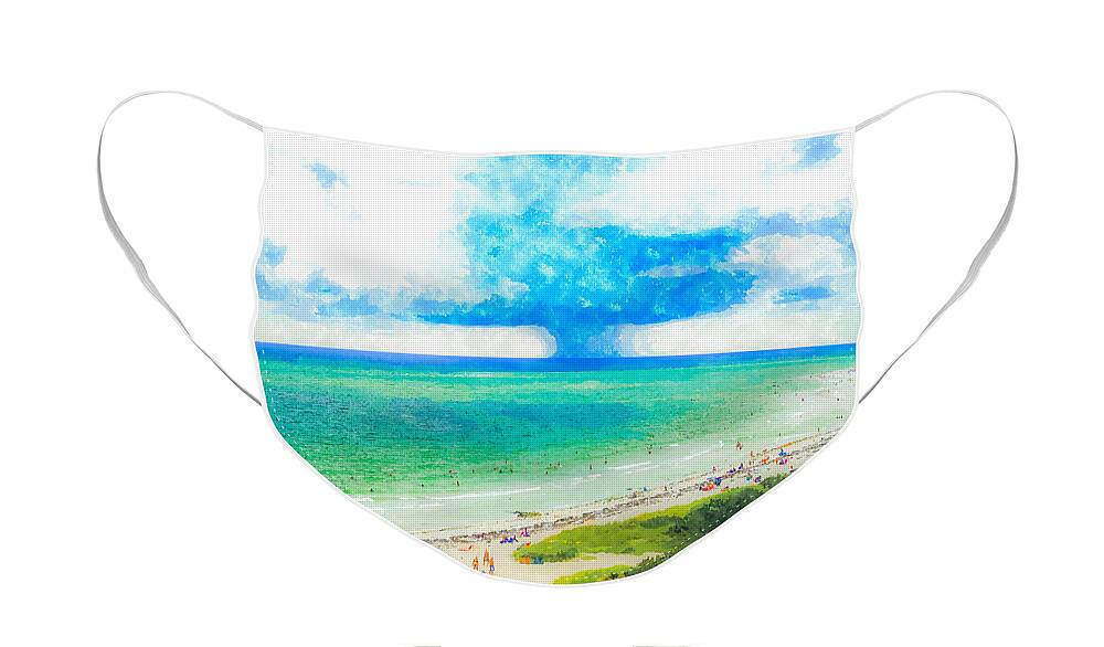 Lido Beach In Summer 2 Face Mask featuring the photograph Lido Beach in Summer 1 by Susan Molnar