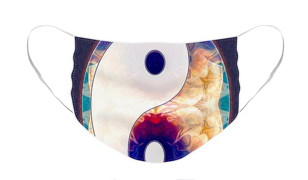 2x3 (4x6) Face Mask featuring the digital art Light And Dark Energies Abstract Symbol Art by Omaste Witkowski by Omaste Witkowski