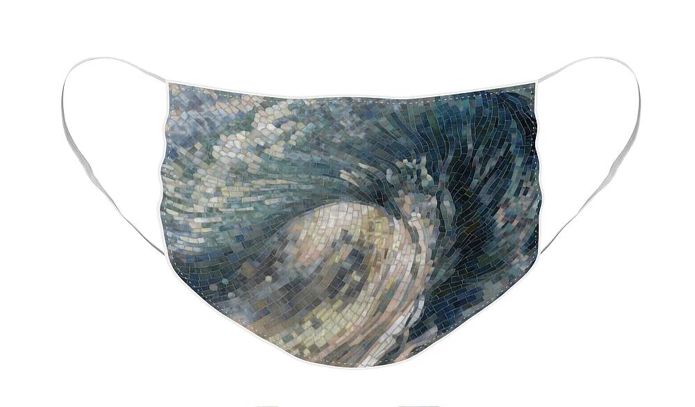Glass Mosaic Face Mask featuring the painting Light Wave by Mia Tavonatti
