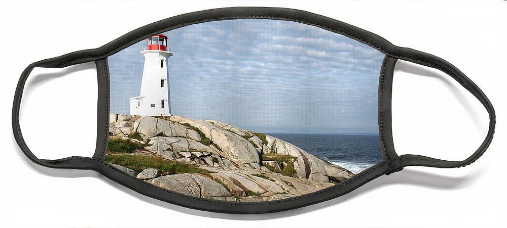 Lighthouse Face Mask featuring the photograph Lighthouse at Peggys Point Nova Scotia by Thomas Marchessault
