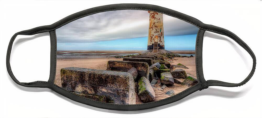 Talacre Face Mask featuring the photograph Lighthouse at Talacre by Adrian Evans