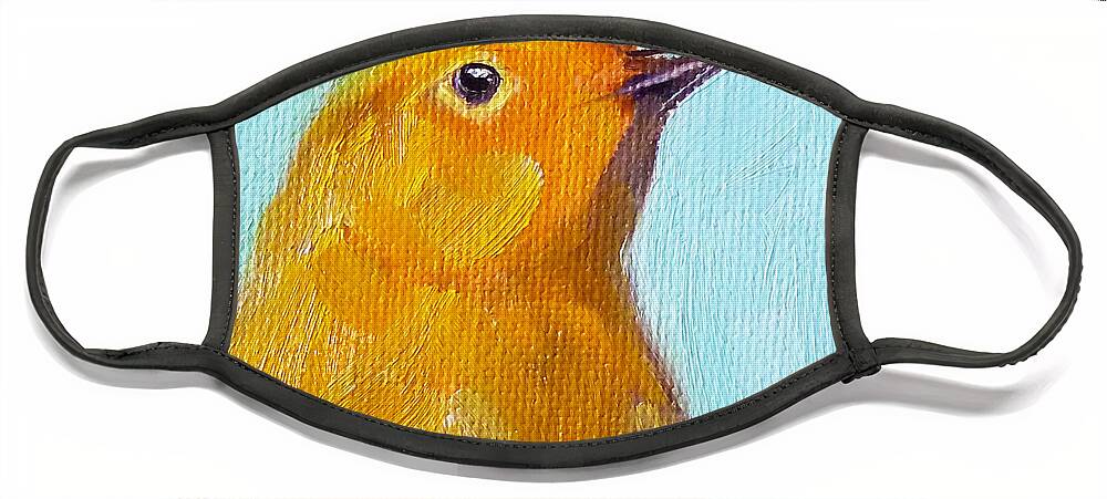 Robin Face Mask featuring the painting Little Bird by Nancy Merkle