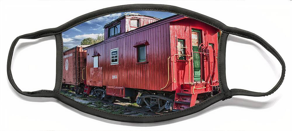 Guy Whiteley Photography Face Mask featuring the photograph Little Red Caboose by Guy Whiteley