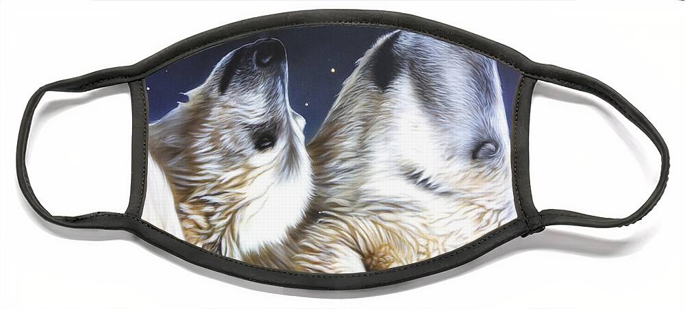 Polar Bear Face Mask featuring the painting Little Star by Sandi Baker