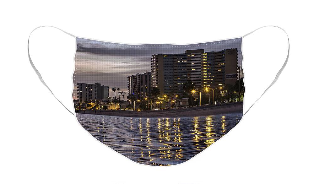 Abstract Face Mask featuring the photograph Long Beach Evening by Denise Dube