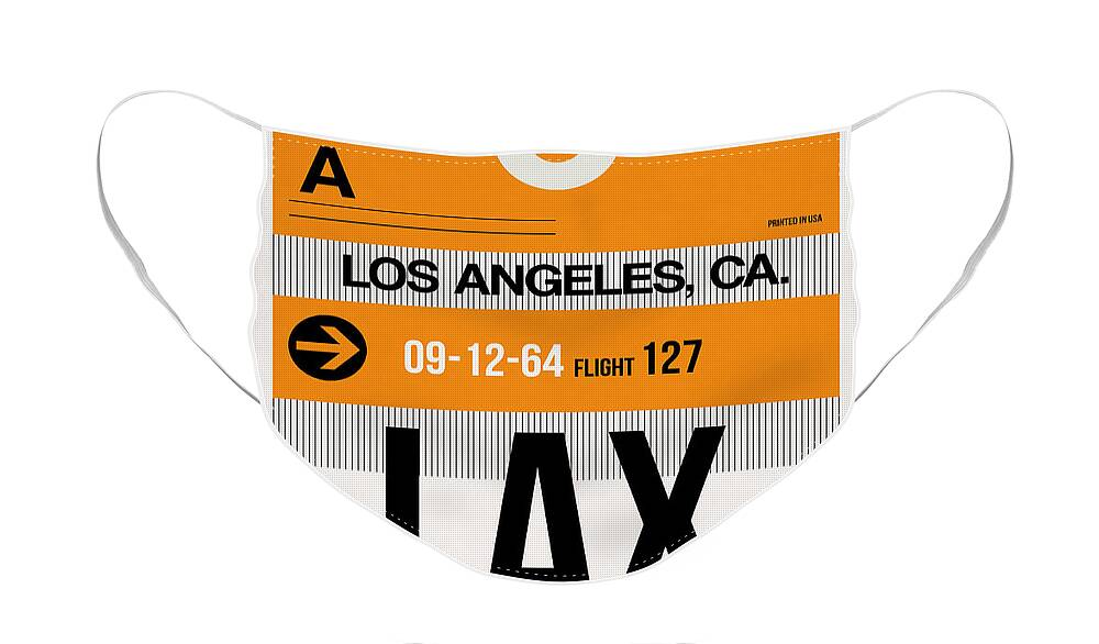  Face Mask featuring the digital art Los Angeles Luggage Poster 2 by Naxart Studio