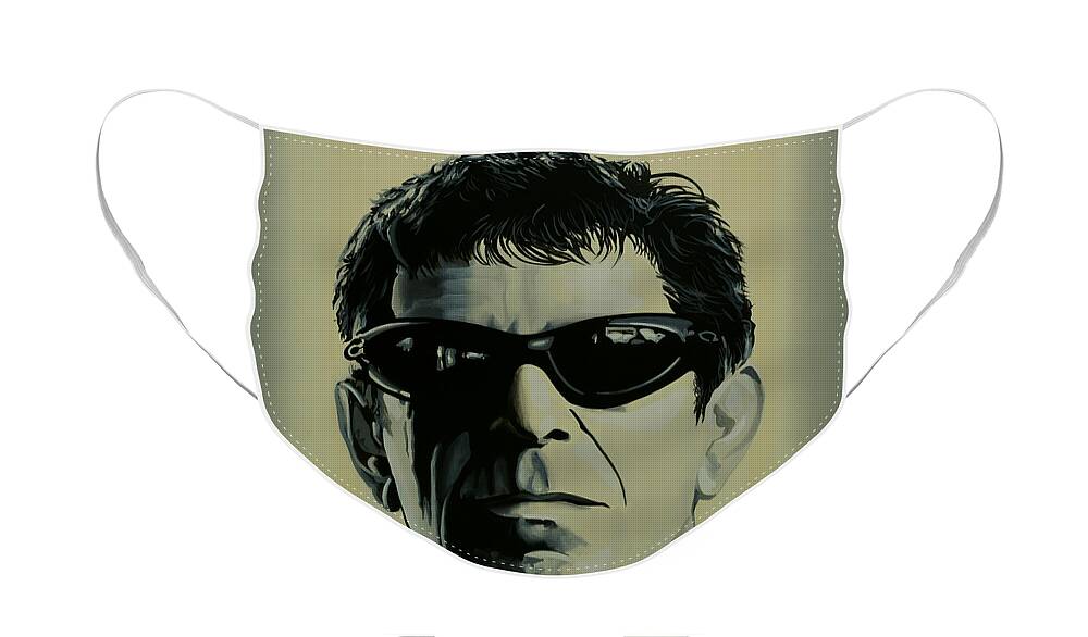 Lou Reed Face Mask featuring the painting Lou Reed Painting by Paul Meijering