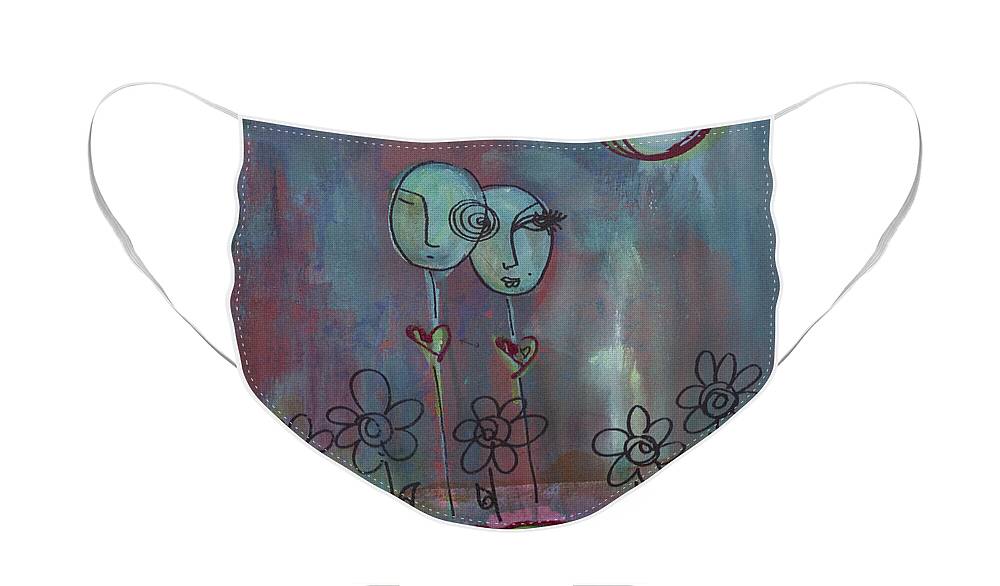 Love Face Mask featuring the painting Love You Give Lollipops by Laurie Maves ART