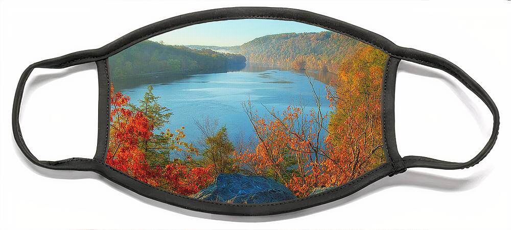 Autumn Face Mask featuring the photograph Lovers Leap by Karol Livote