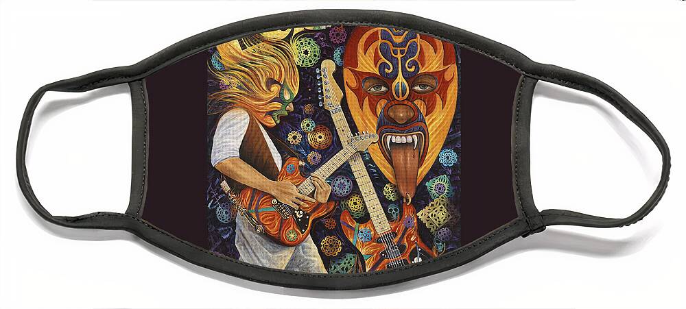 Lucha Face Mask featuring the painting Lucha Rock by Ricardo Chavez-Mendez