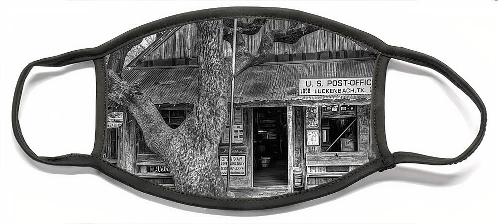 Luckenbach Face Mask featuring the photograph Luckenbach 2 Black and White by Scott Norris