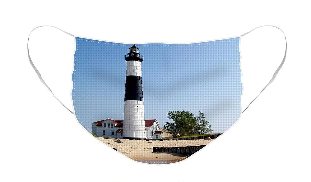 Lighthouse Face Mask featuring the photograph Ludington Michigan's Big Sable Lighthouse by Michelle Calkins