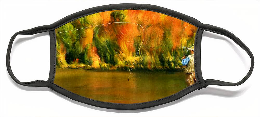 Fly Fishing Face Mask featuring the digital art Lure Of Fly Fishing by Lourry Legarde